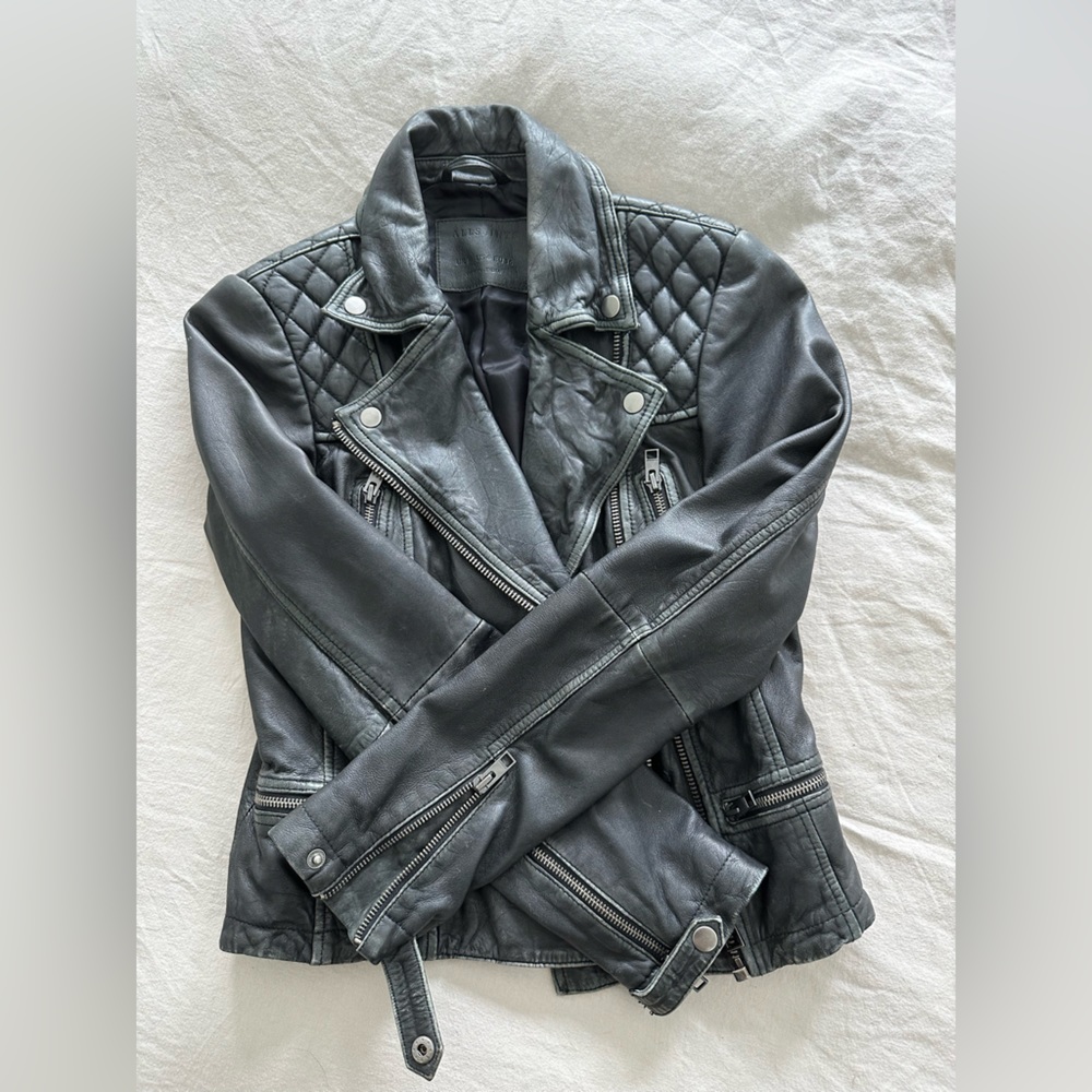 All saints Cargo Distressed Leather Biker Jacket